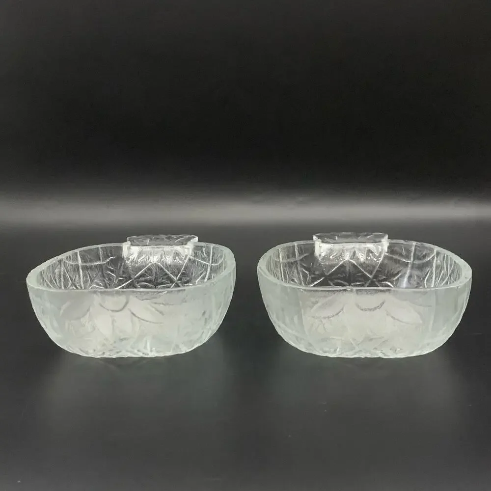 Vintage 1950’s KIG Indonesia Pineapple Shaped Pattern Glass Fruit Nut Bowl Dish